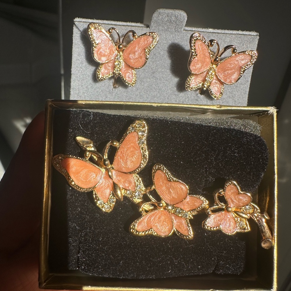 Vintage 1990s Avon Butterfly Brooch Set
